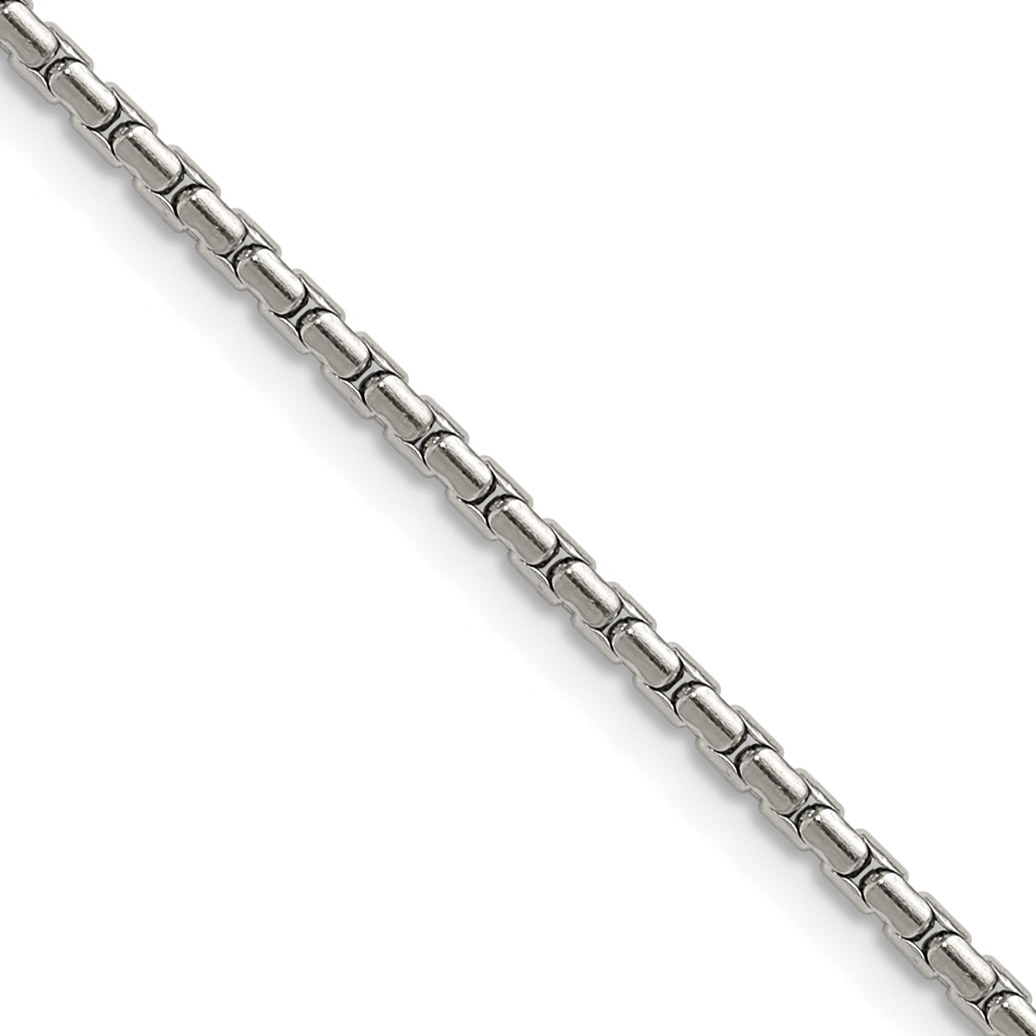 Polished Stainless Steel Box Chain Necklace 1.7mm 18in