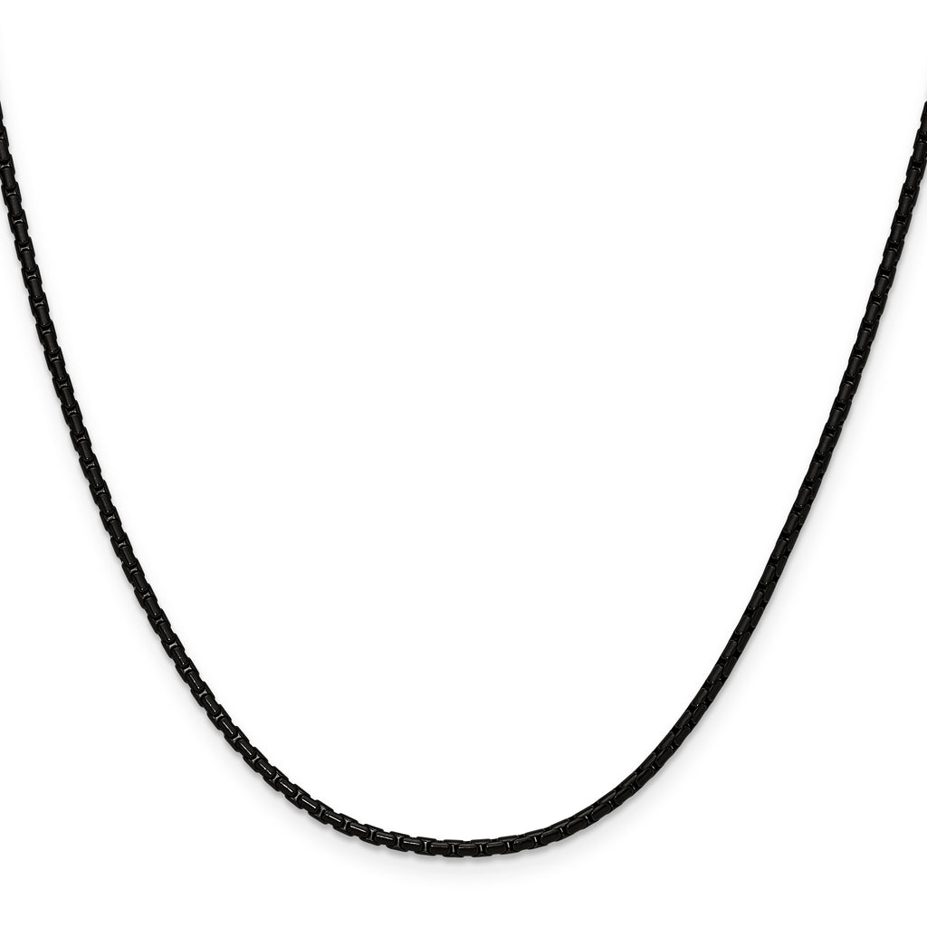 Polished Black Stainless Steel Box Chain Necklace 1.7mm