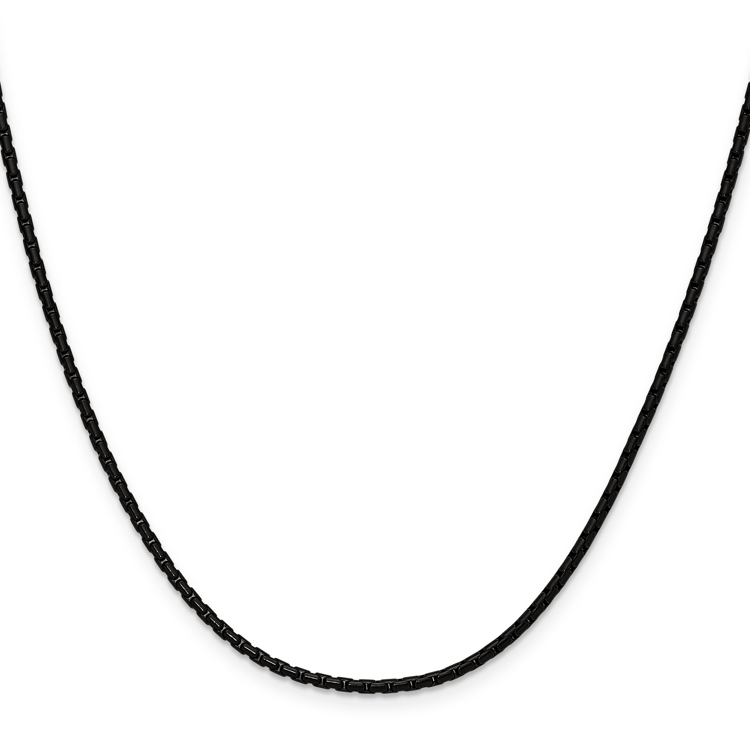 Polished Black Stainless Steel Box Chain Necklace 1.7mm