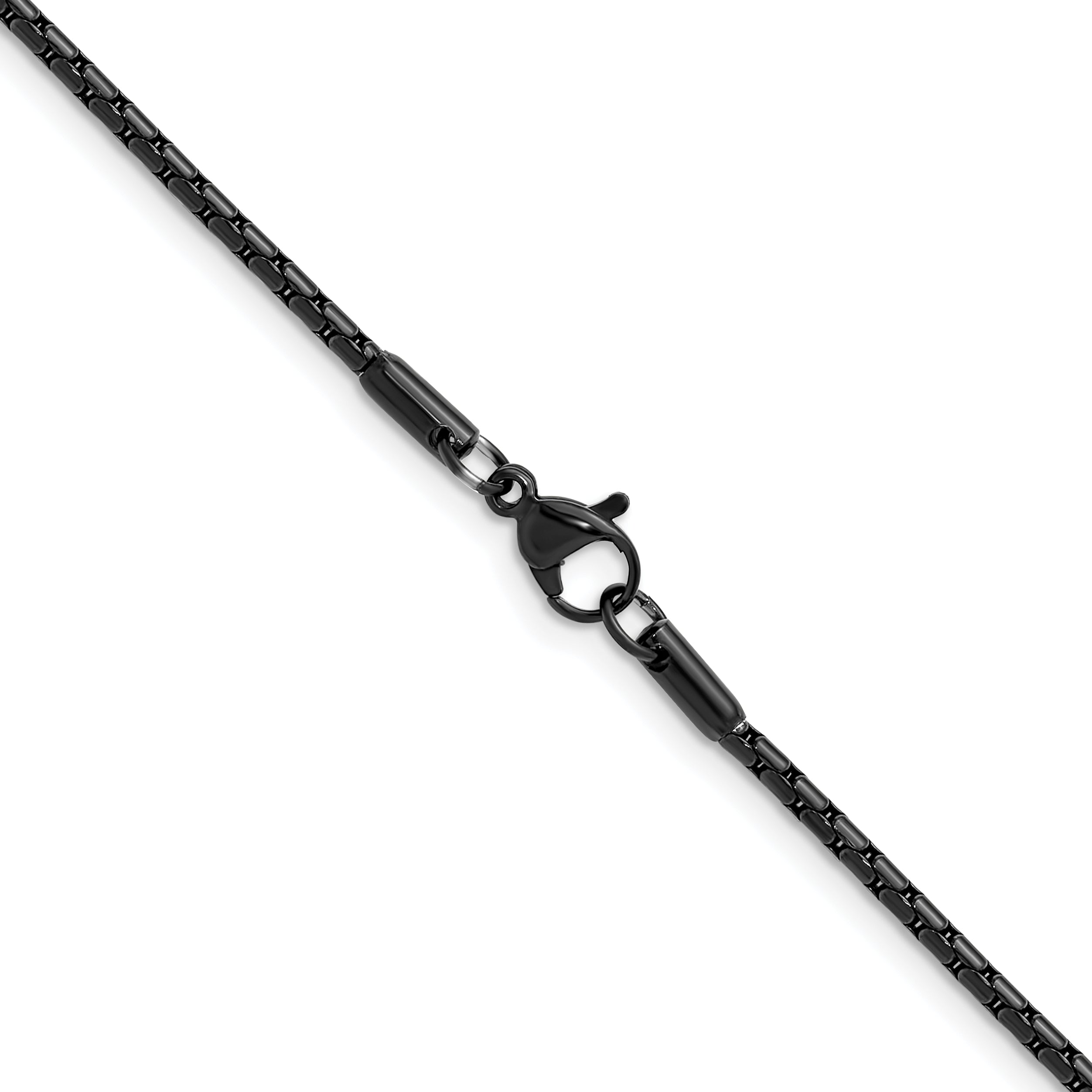Polished Black Stainless Steel Box Chain Necklace 1.7mm