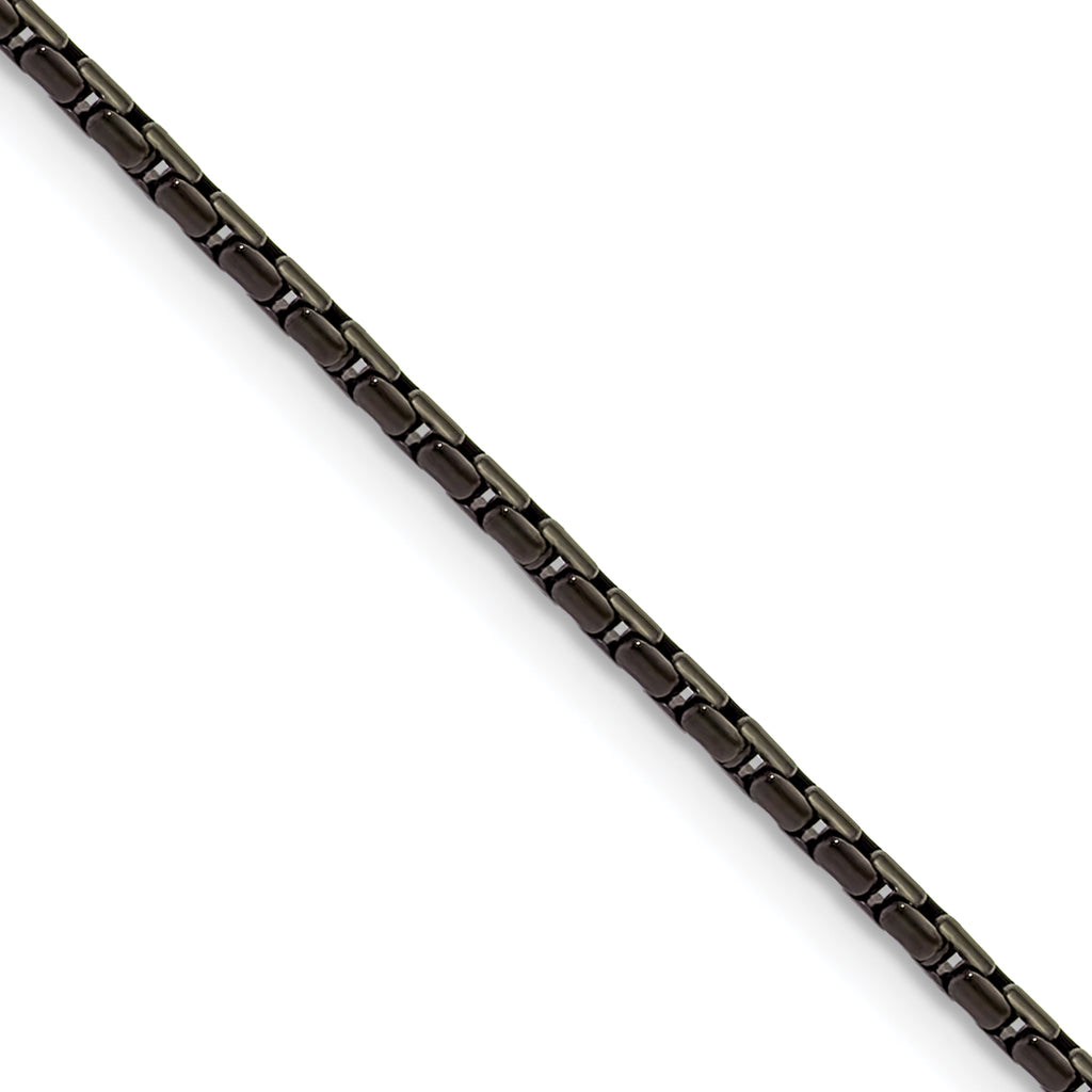 Polished Black Stainless Steel Box Chain Necklace 1.7mm