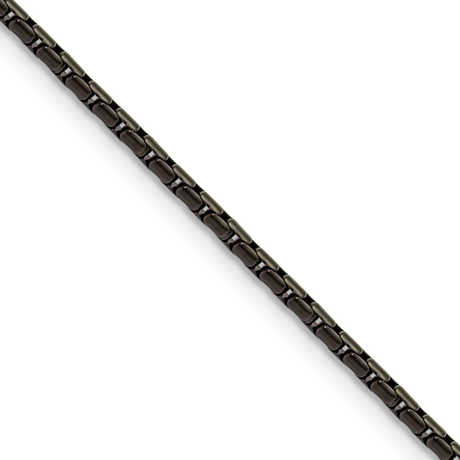 Polished Black Stainless Steel Box Chain Necklace 1.7mm