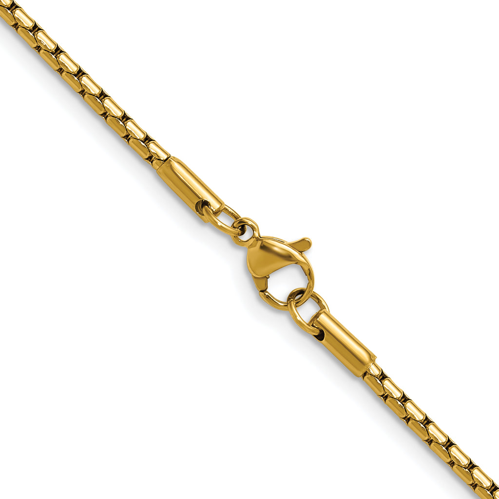 Polished Gold-Tone Stainless Steel Box Chain Necklace 1.7mm