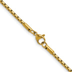 Polished Gold-Tone Stainless Steel Box Chain Necklace 1.7mm