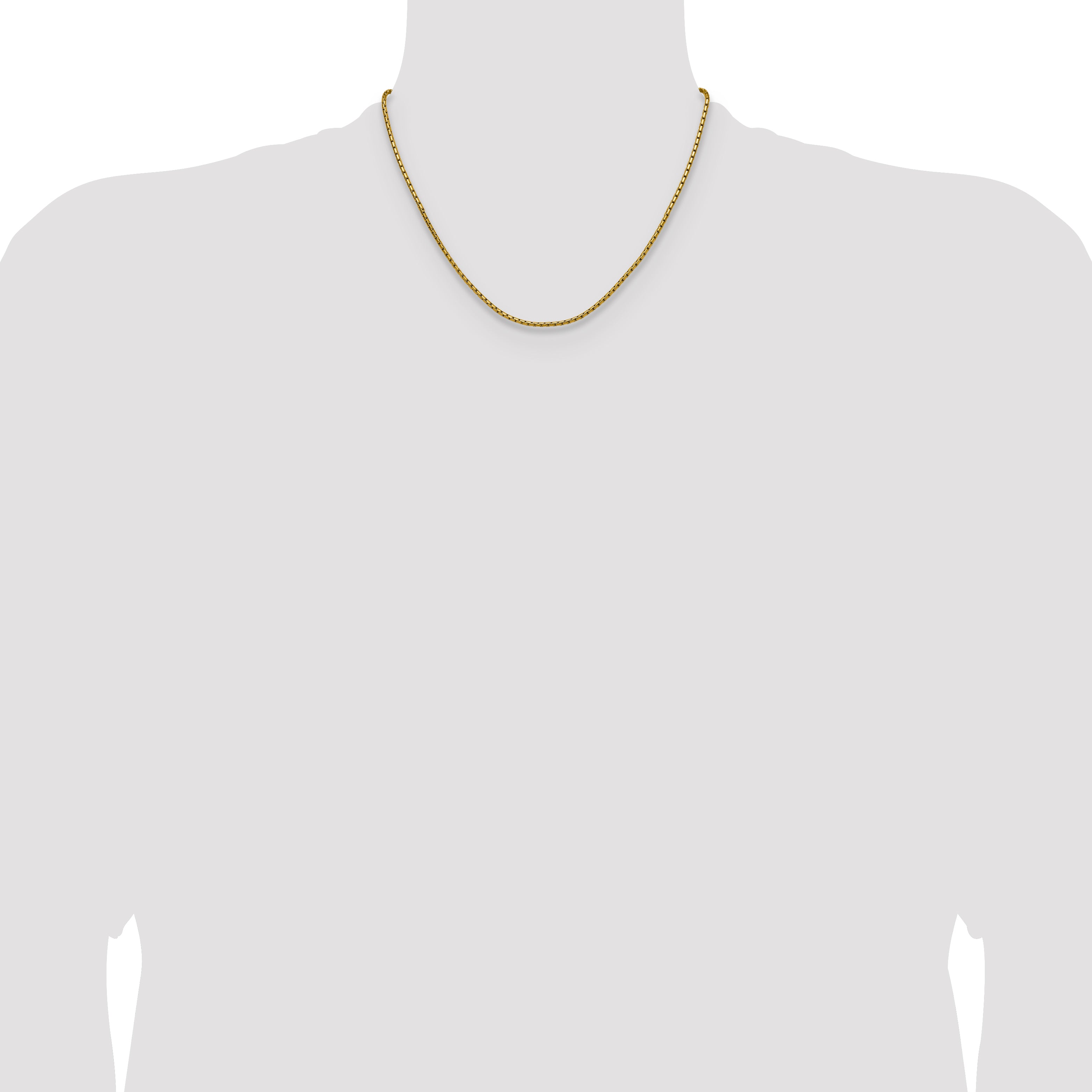 Polished Gold-Tone Stainless Steel Box Chain Necklace 1.7mm