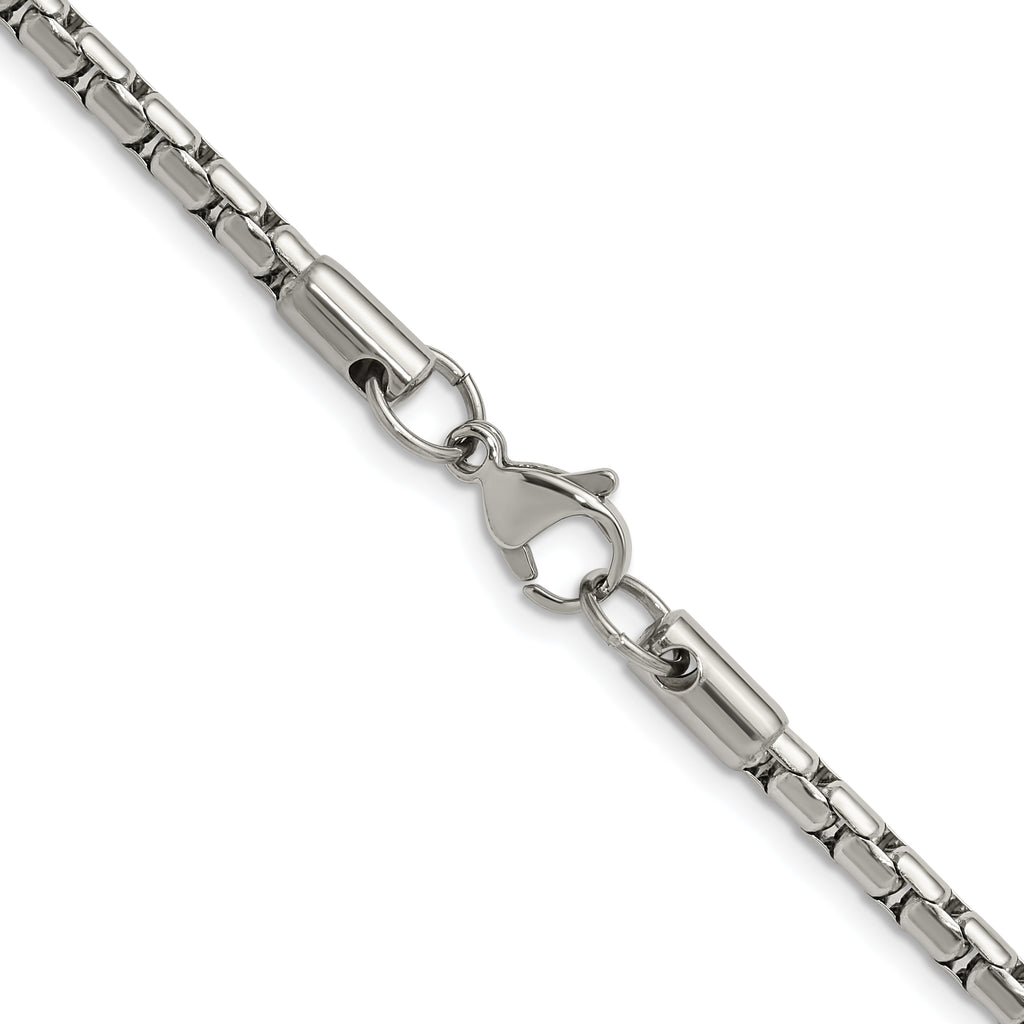Polished Stainless Steel Box Chain Necklace 3.5mm