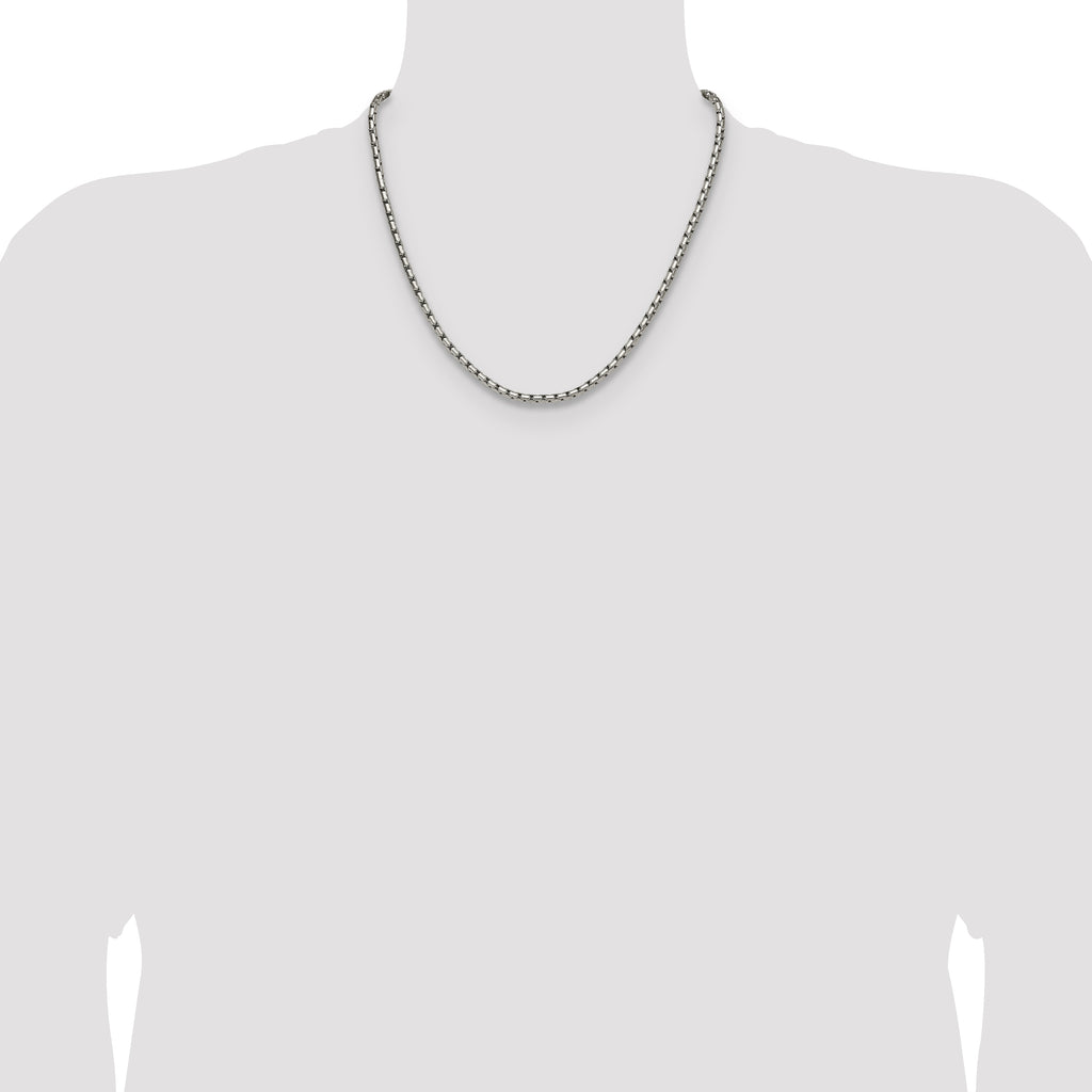 Polished Stainless Steel Box Chain Necklace 3.5mm