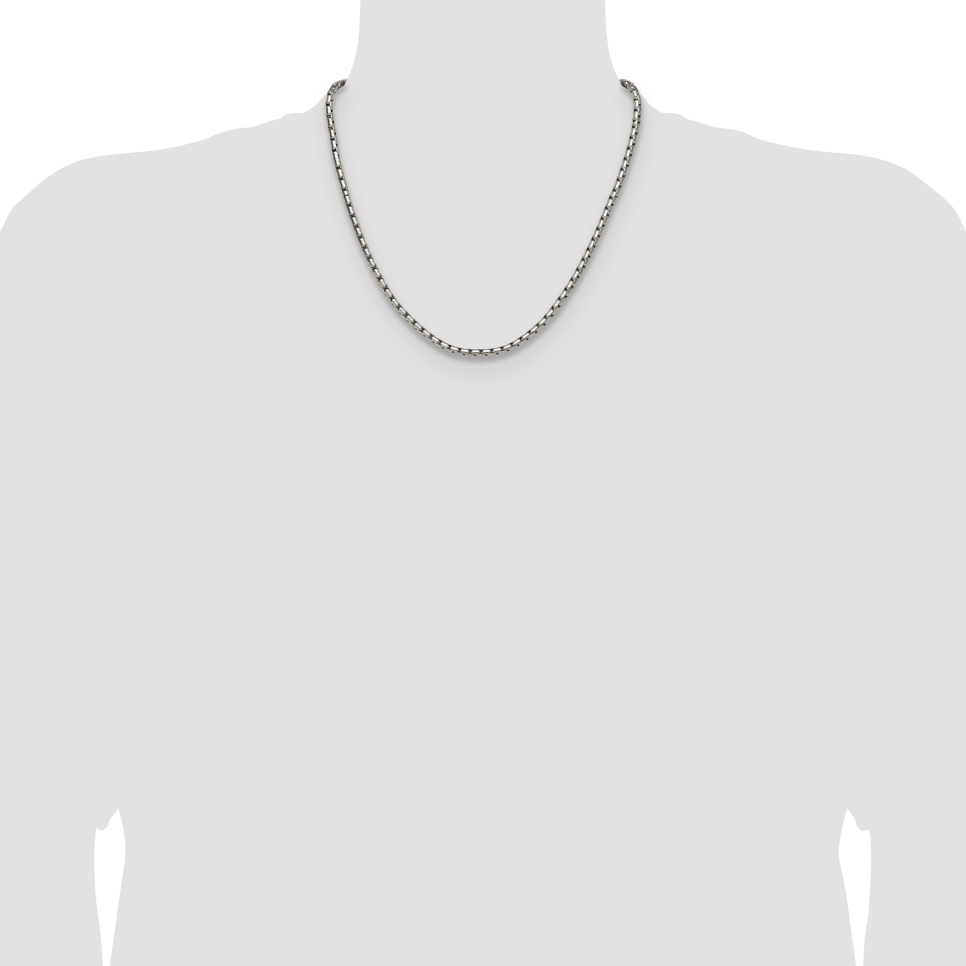 Polished Stainless Steel Box Chain Necklace 3.5mm