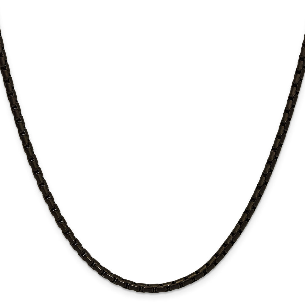 Polished Black Stainless Steel Box Chain Necklace 3.5mm