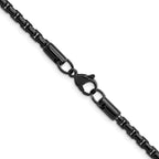 Polished Black Stainless Steel Box Chain Necklace 3.5mm