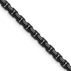 Polished Black Stainless Steel Box Chain Necklace 3.5mm