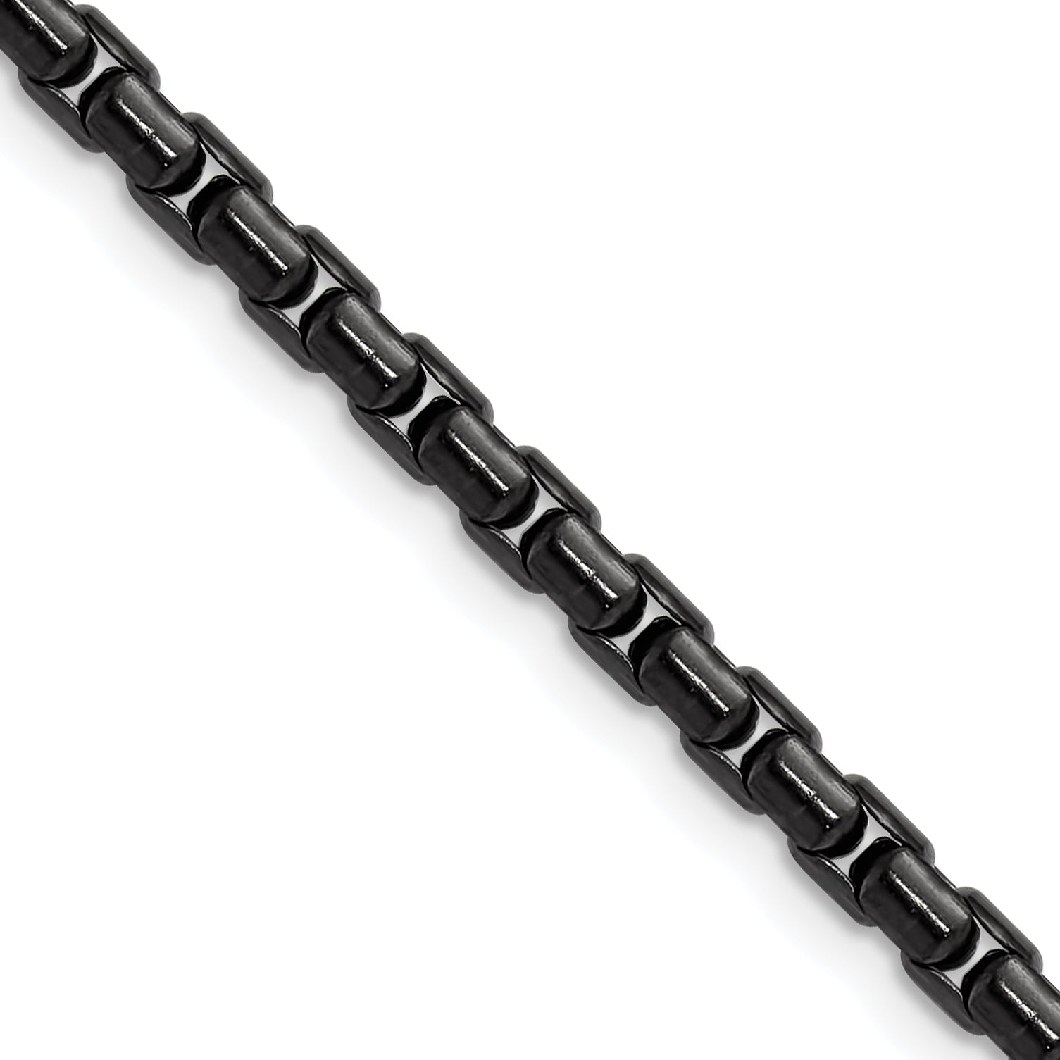 Polished Black Stainless Steel Box Chain Necklace 3.5mm