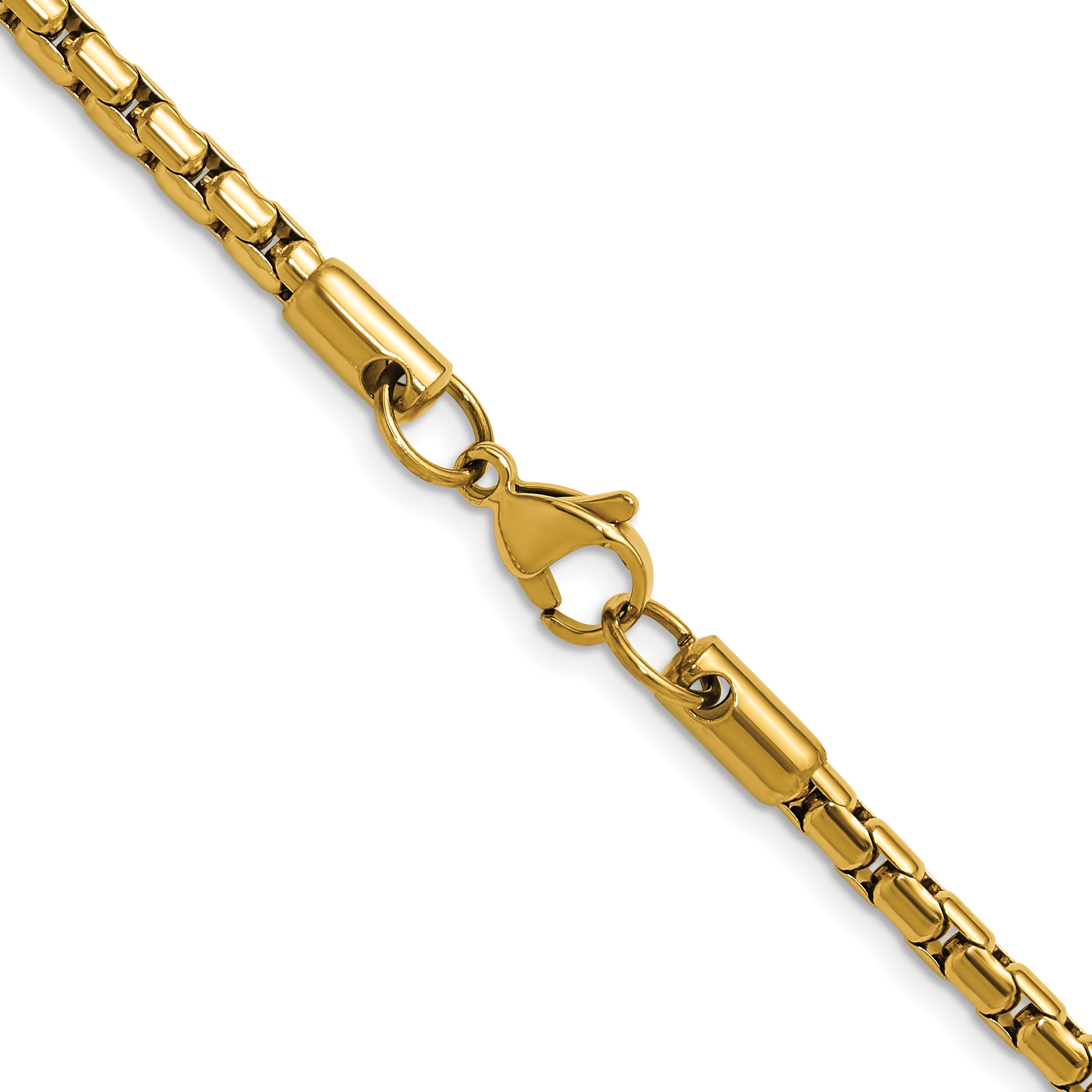 Polished Gold-Tone Stainless Steel Box Chain Necklace 3.5mm