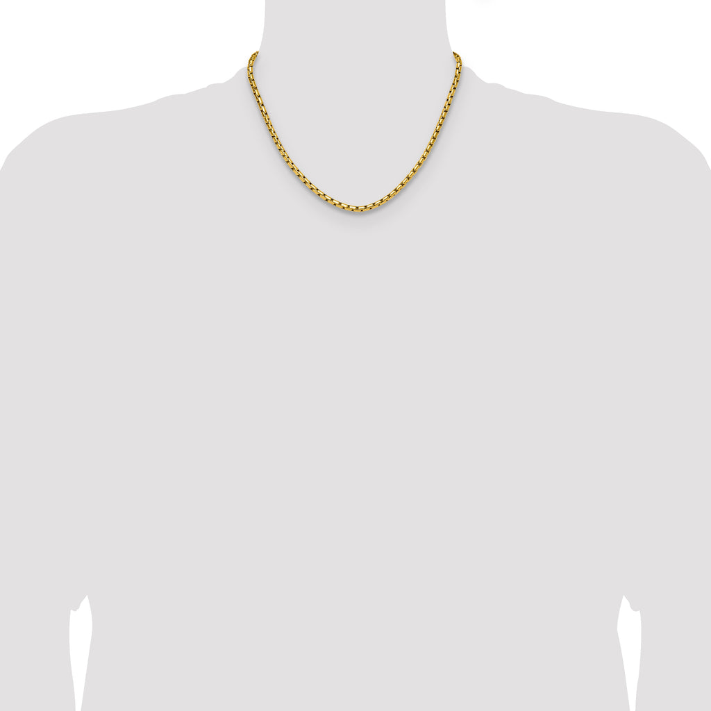 Polished Gold-Tone Stainless Steel Box Chain Necklace 3.5mm