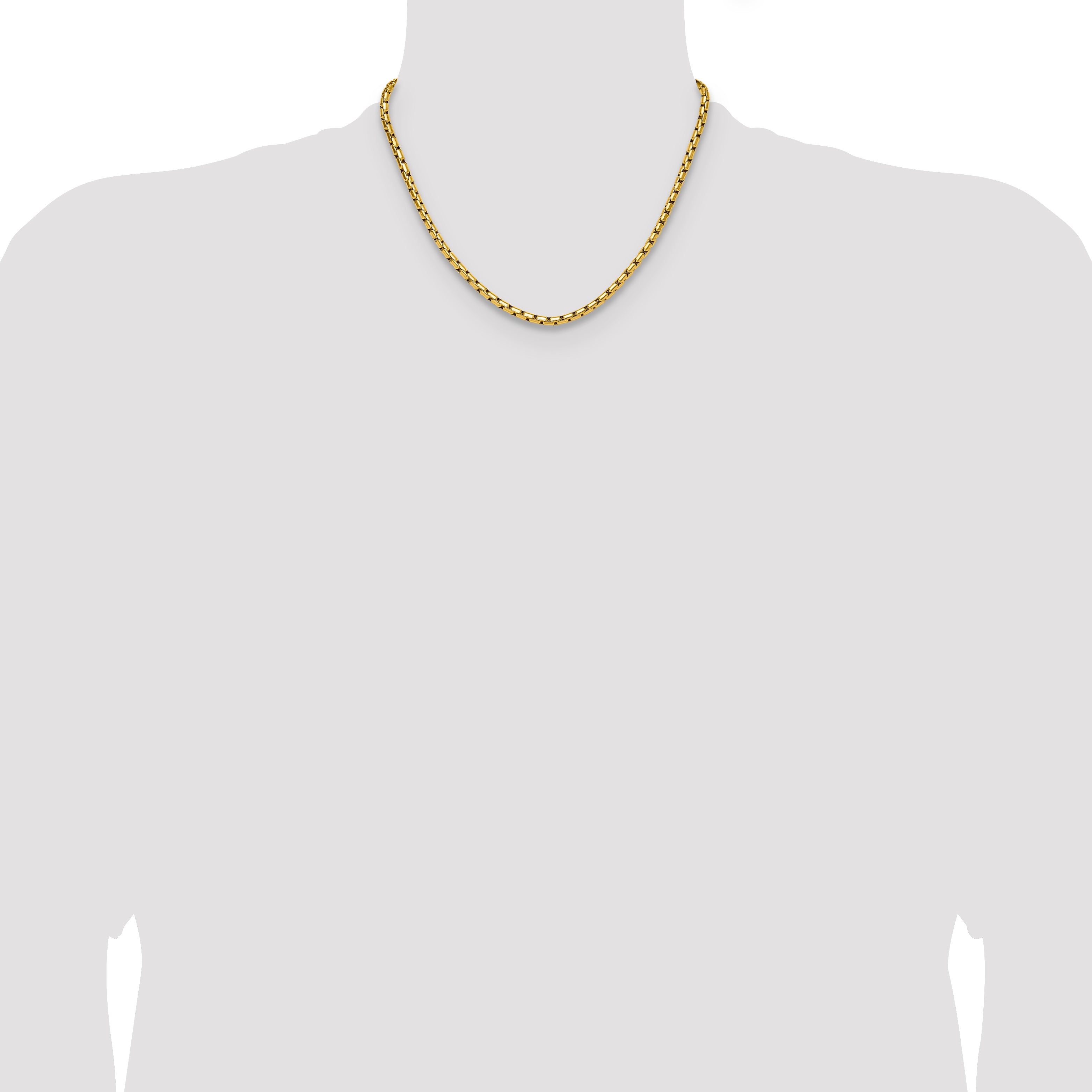Polished Gold-Tone Stainless Steel Box Chain Necklace 3.5mm