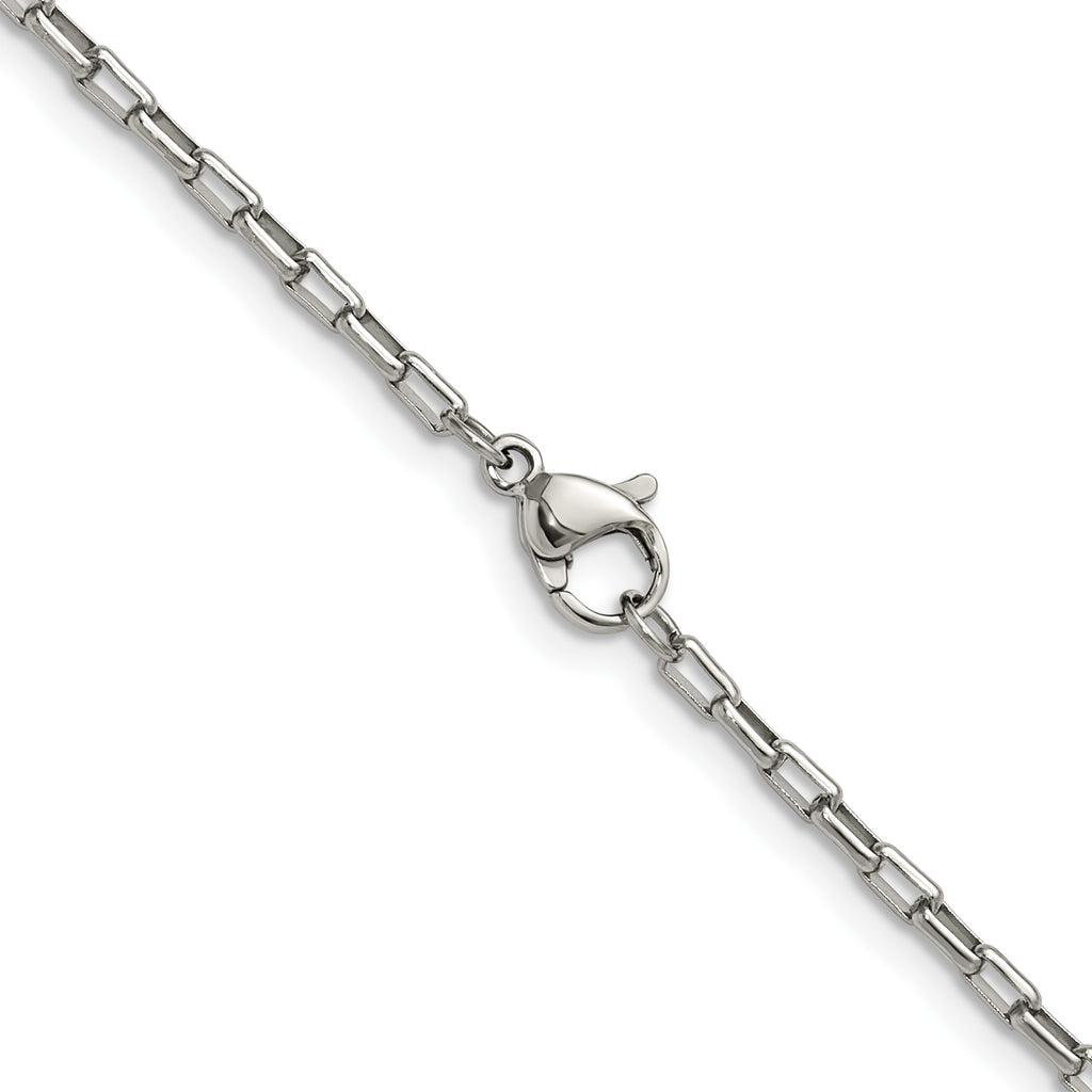 Polished Stainless Steel Paperclip Chain Necklace 2.2mm