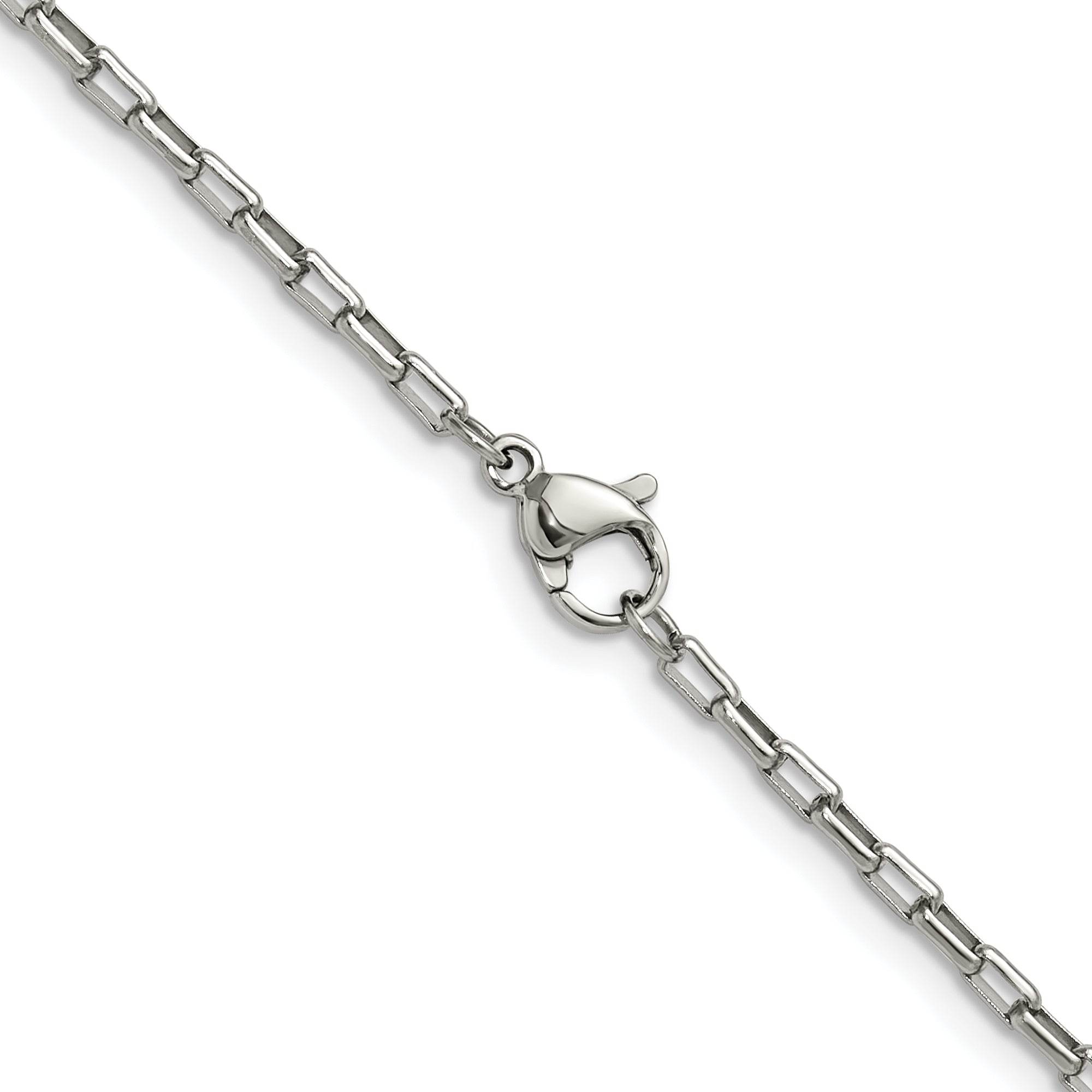 Polished Stainless Steel Paperclip Chain Necklace 2.2mm