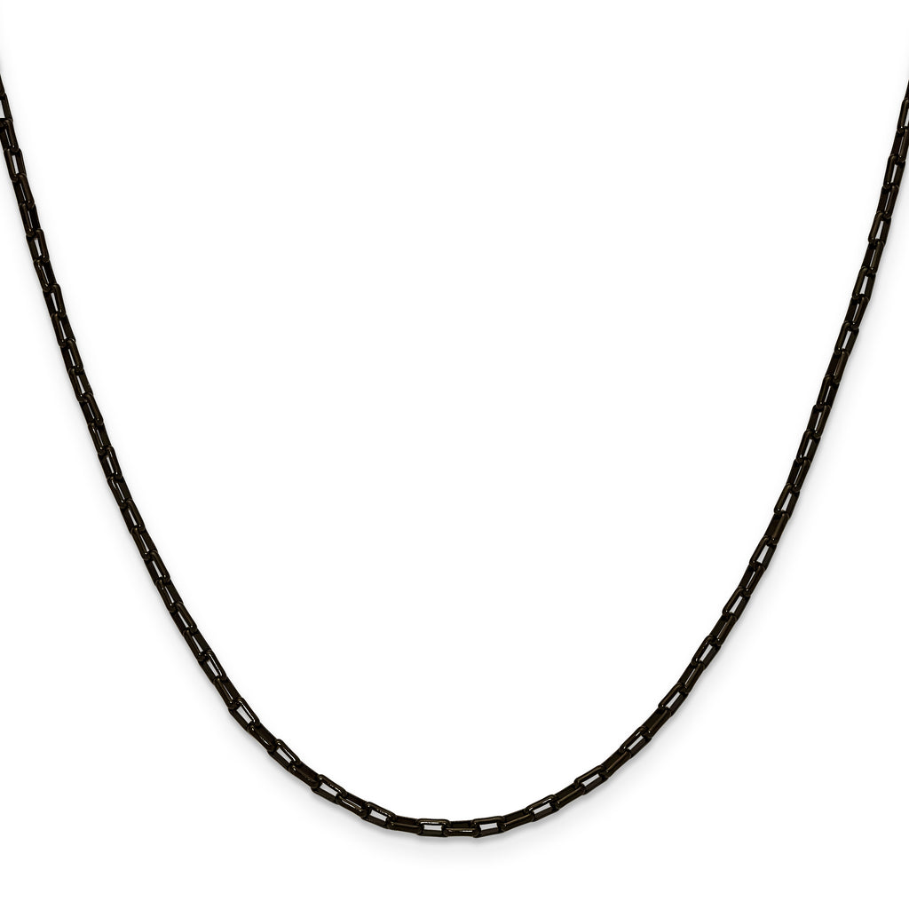 Polished Black Stainless Steel Paperclip Chain Necklace 2.2mm
