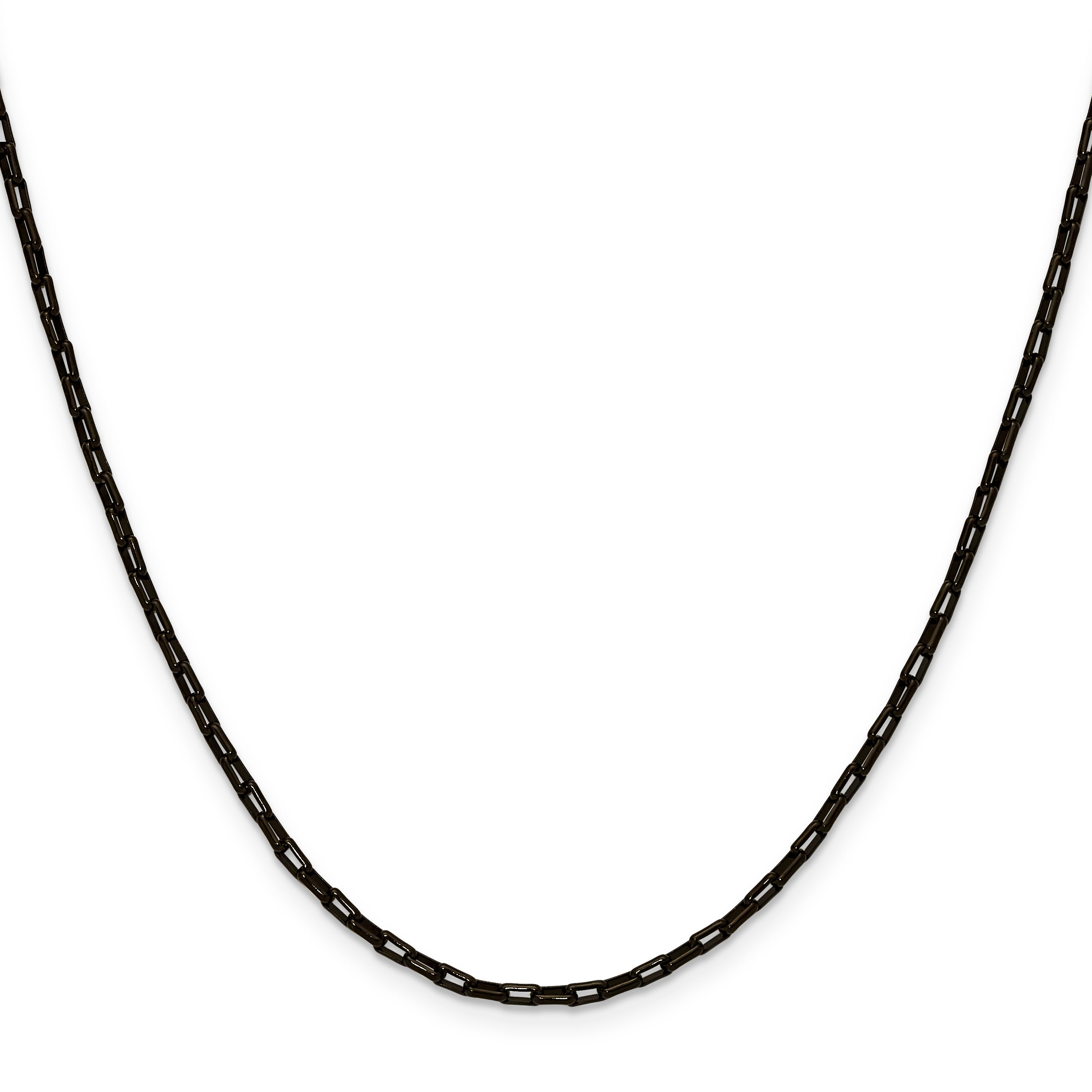 Polished Black Stainless Steel Paperclip Chain Necklace 2.2mm