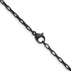 Polished Black Stainless Steel Paperclip Chain Necklace 2.2mm