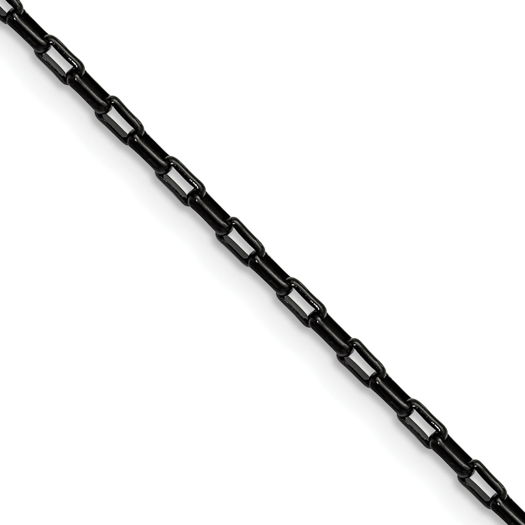 Polished Black Stainless Steel Paperclip Chain Necklace 2.2mm