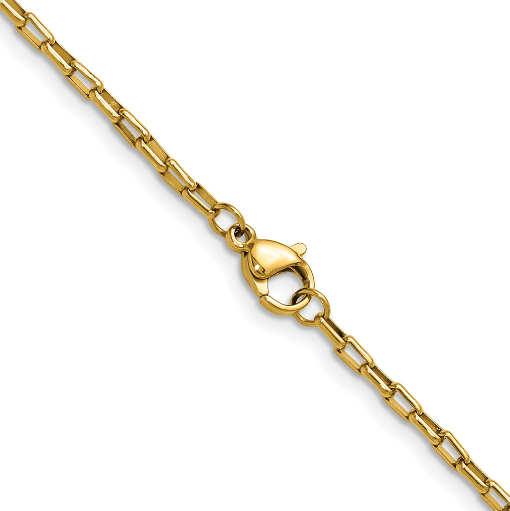 Polished Gold-Tone Stainless Steel Paperclip Chain Necklace 2.2mm