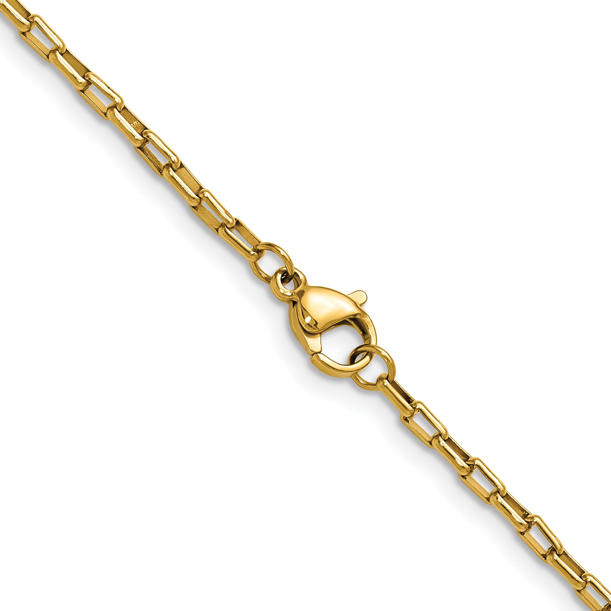 Polished Gold-Tone Stainless Steel Paperclip Chain Necklace 2.2mm