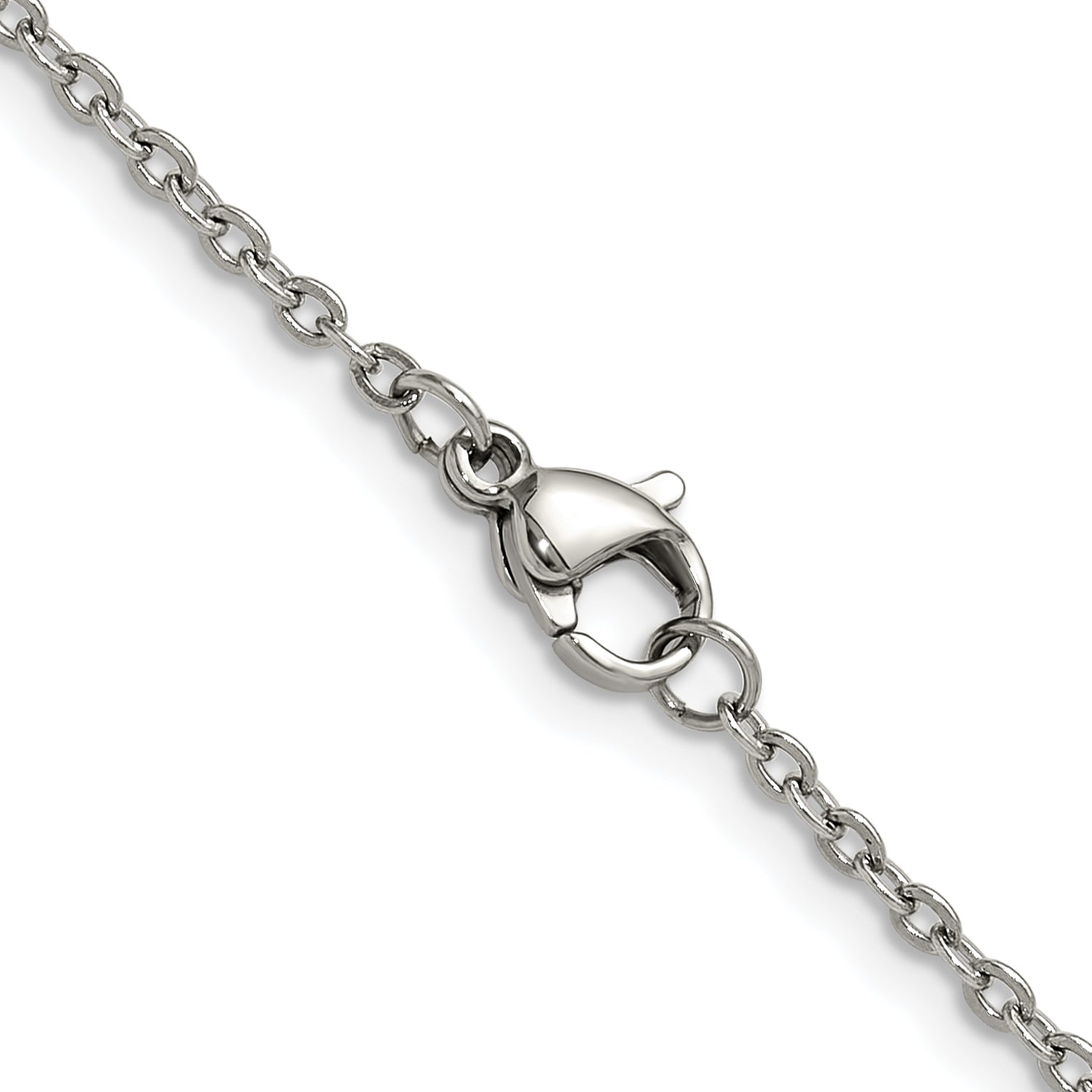 Polished Stainless Steel Cable Chain Necklace 1.9mm