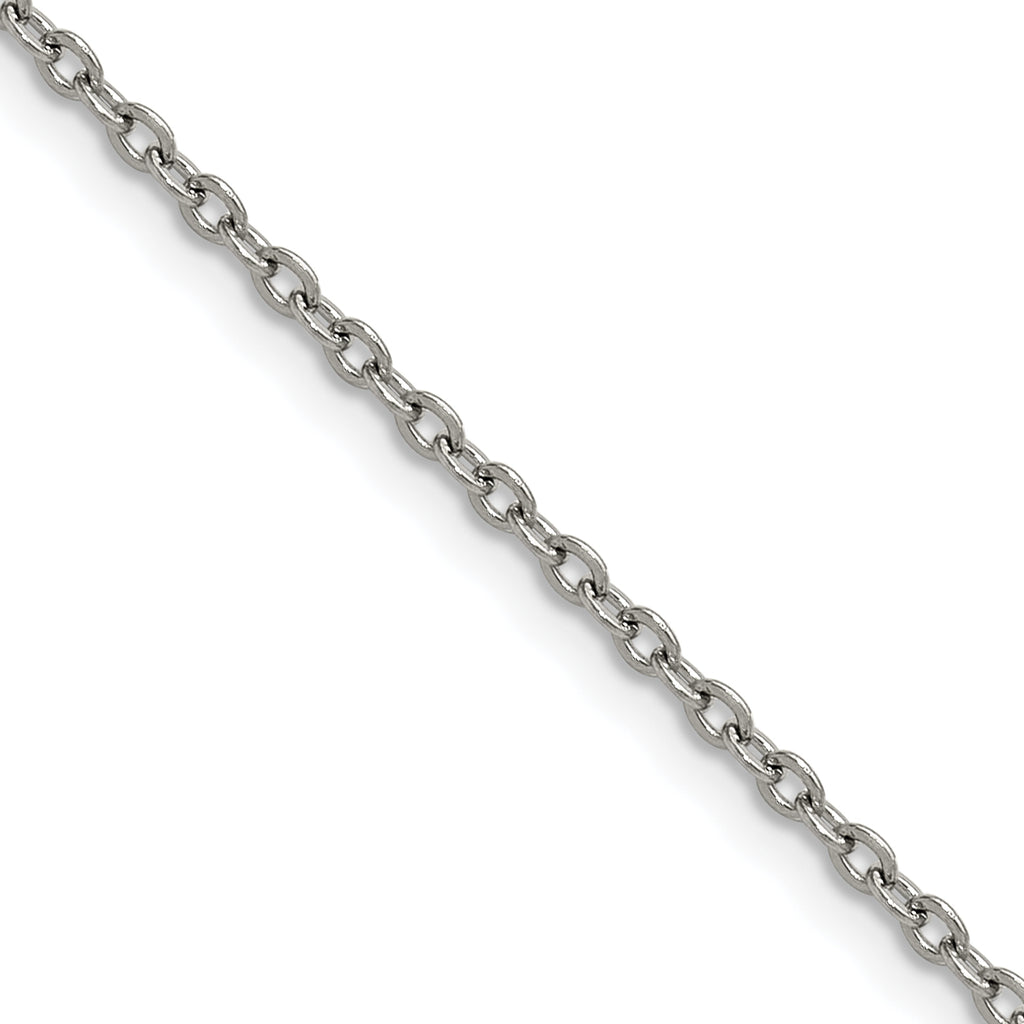 Polished Stainless Steel Cable Chain Necklace 1.9mm
