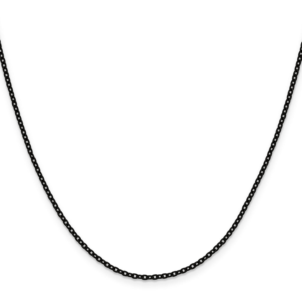 Polished Black Stainless Steel Cable Chain Necklace 1.9mm