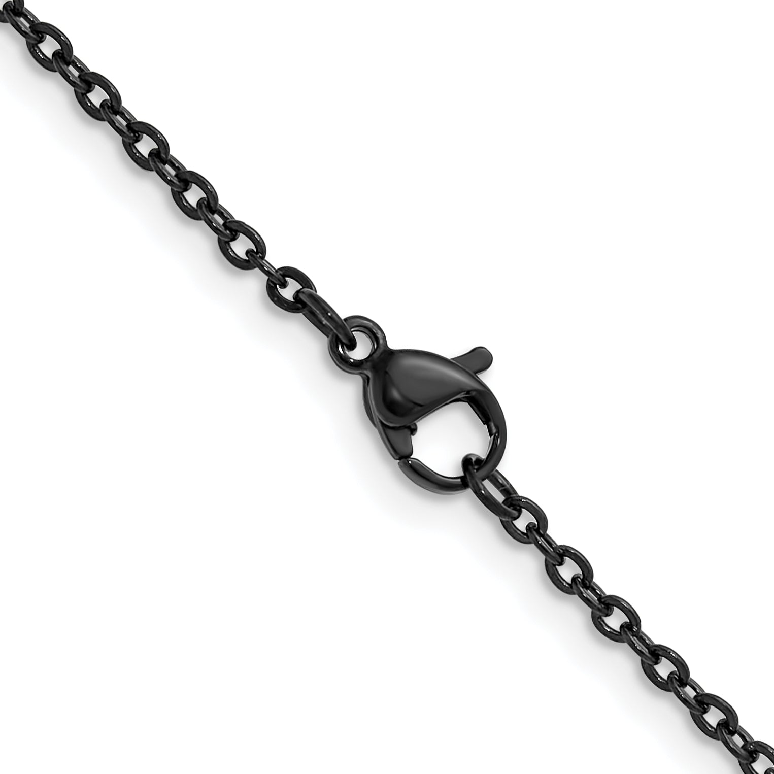 Polished Black Stainless Steel Cable Chain Necklace 1.9mm