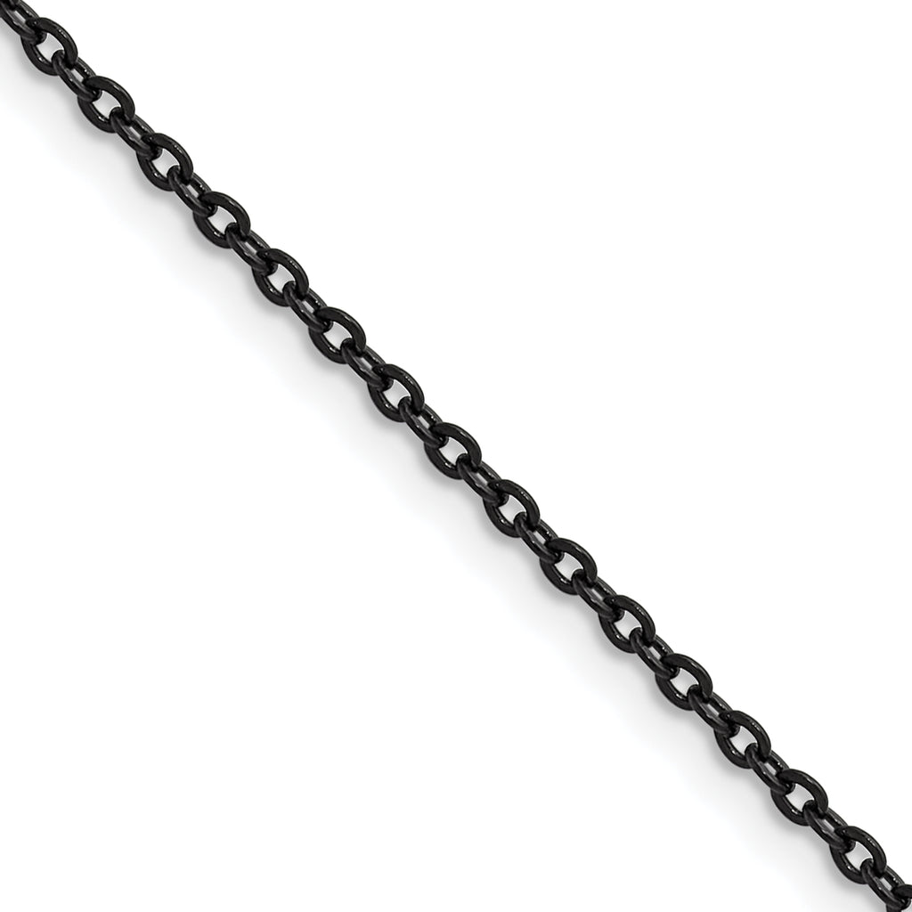 Polished Black Stainless Steel Cable Chain Necklace 1.9mm