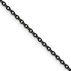 Polished Black Stainless Steel Cable Chain Necklace 1.9mm