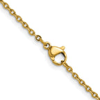 Polished Gold-Tone Stainless Steel Cable Chain Necklace 1.9mm
