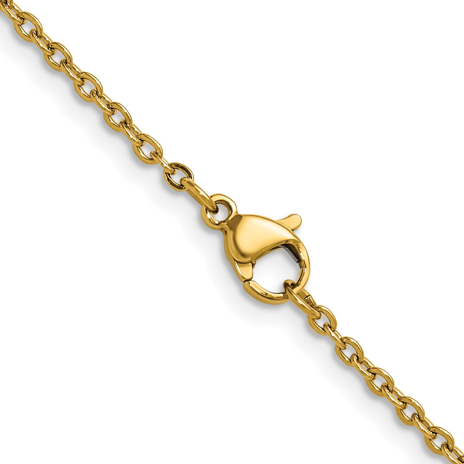 Polished Gold-Tone Stainless Steel Cable Chain Necklace 1.9mm