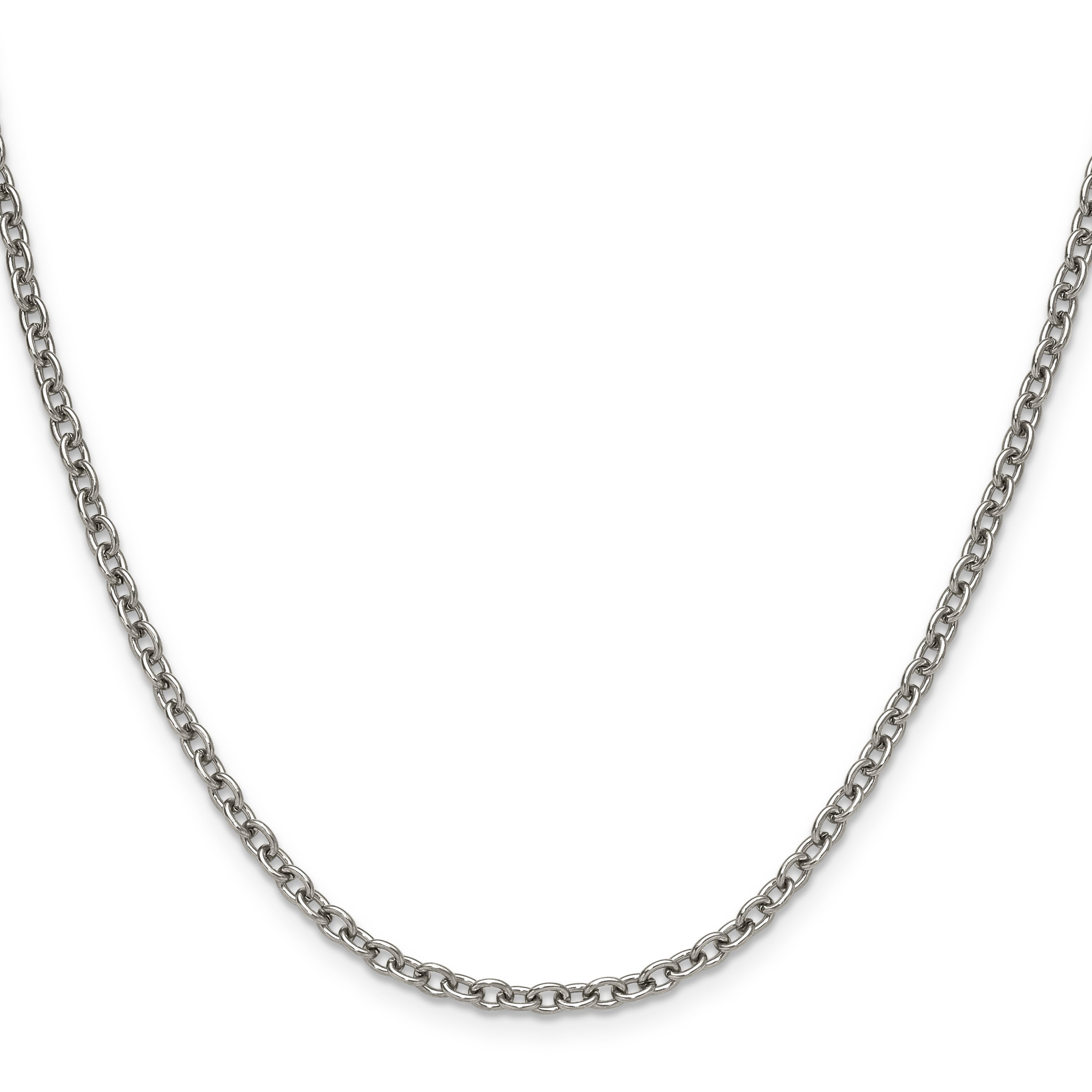 Polished Stainless Steel Cable Chain Necklace 3mm Secondary image