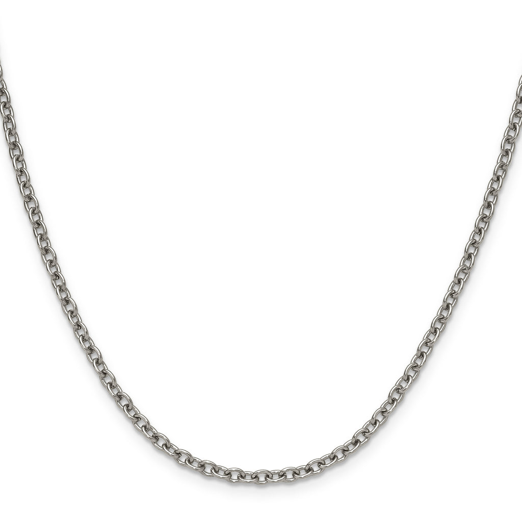 Polished Stainless Steel Cable Chain Necklace 3mm