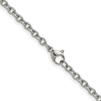 Polished Stainless Steel Cable Chain Necklace 3mm