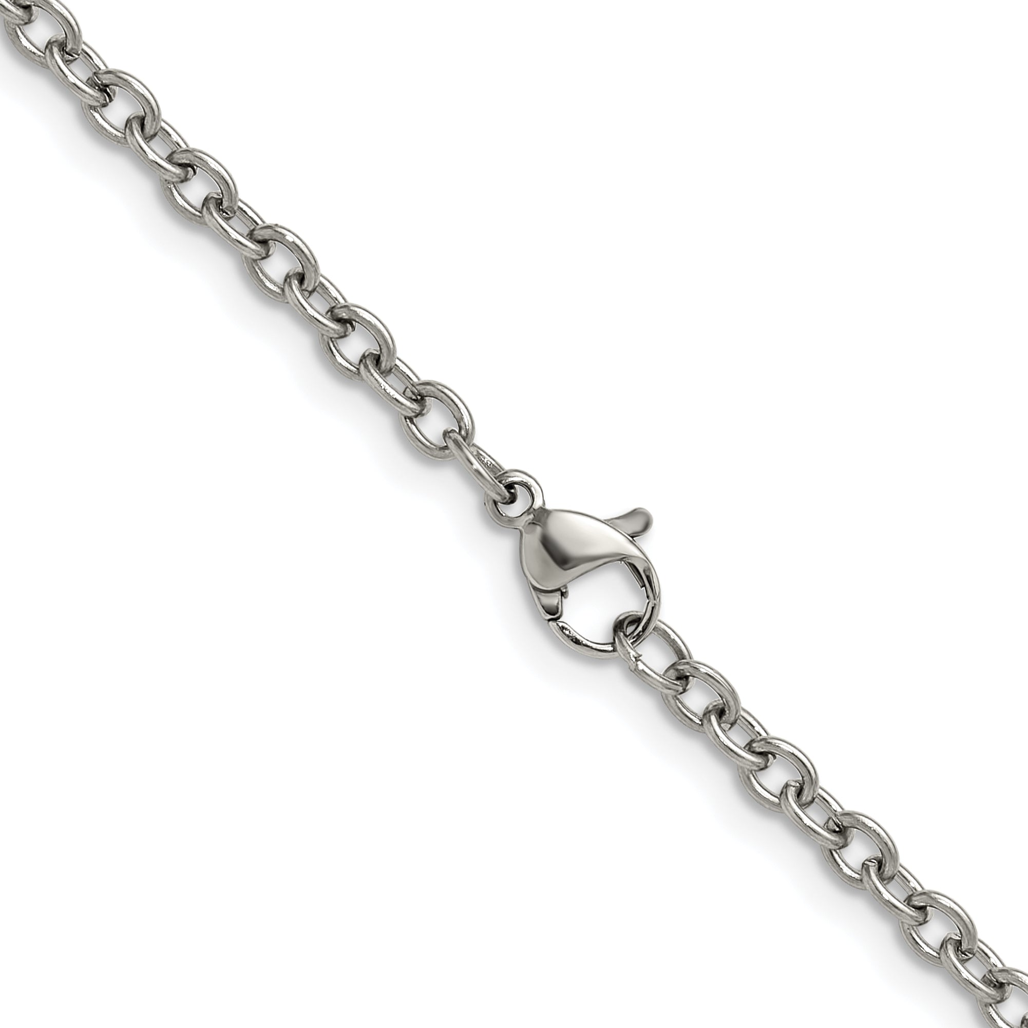 Polished Stainless Steel Cable Chain Necklace 3mm