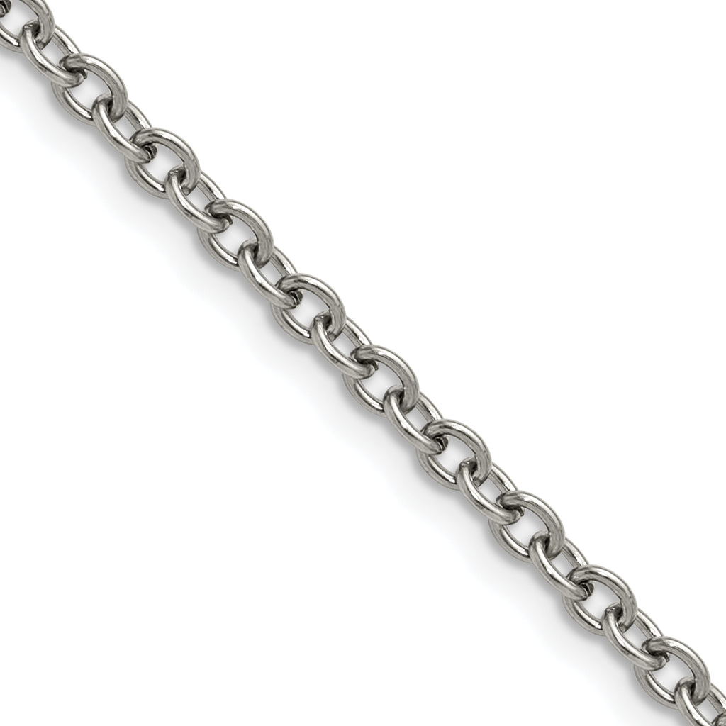 Polished Stainless Steel Cable Chain Necklace 3mm
