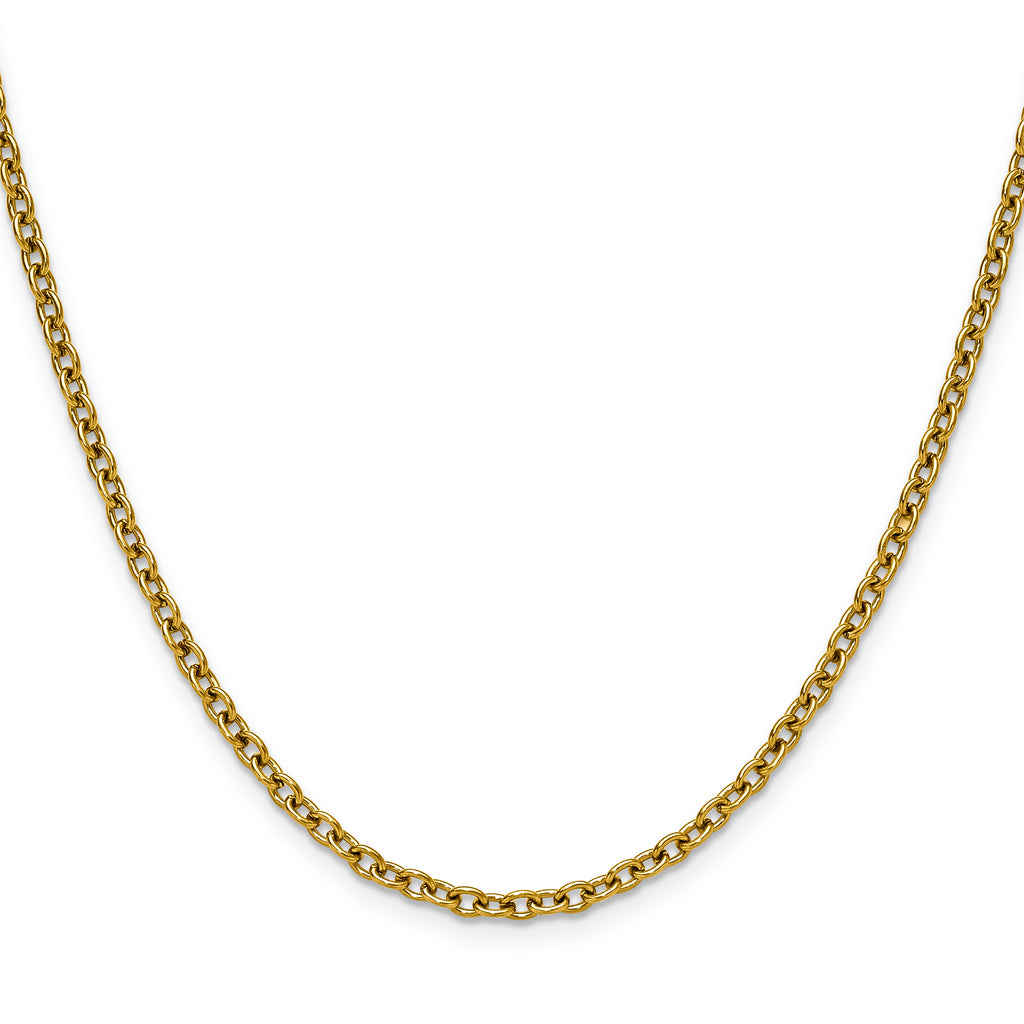 Polished Gold-Tone Stainless Steel Cable Chain Necklace 3mm