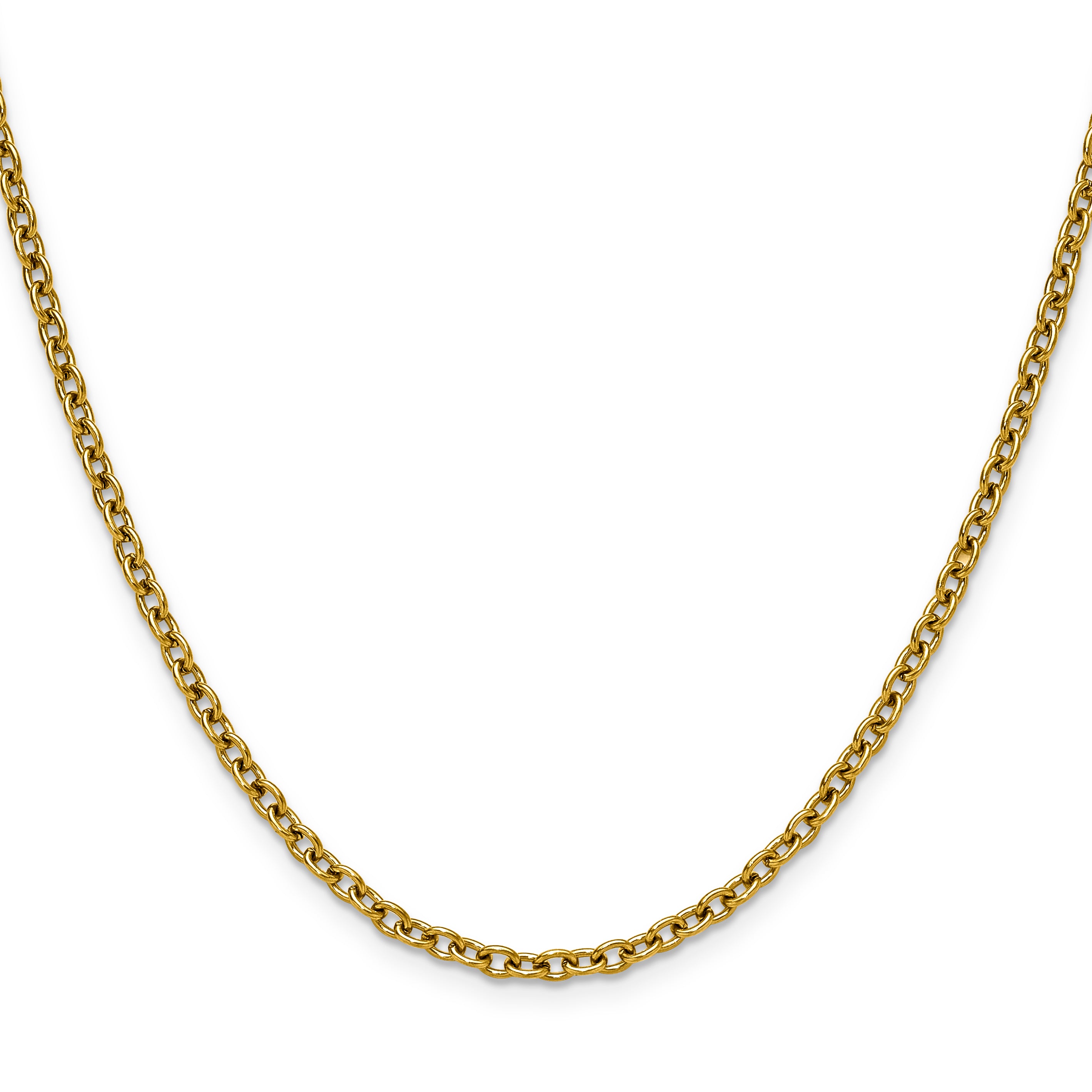 Polished Gold-Tone Stainless Steel Cable Chain Necklace 3mm