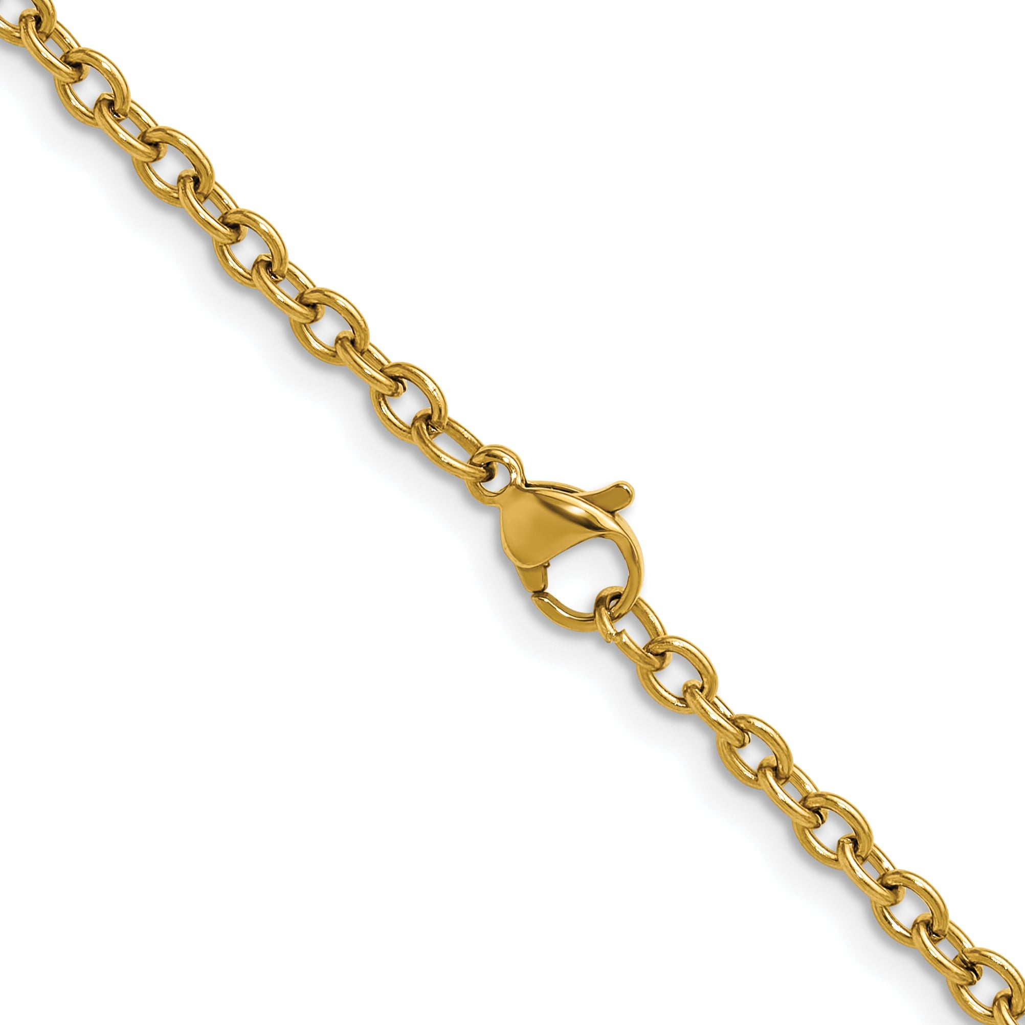 Polished Gold-Tone Stainless Steel Cable Chain Necklace 3mm
