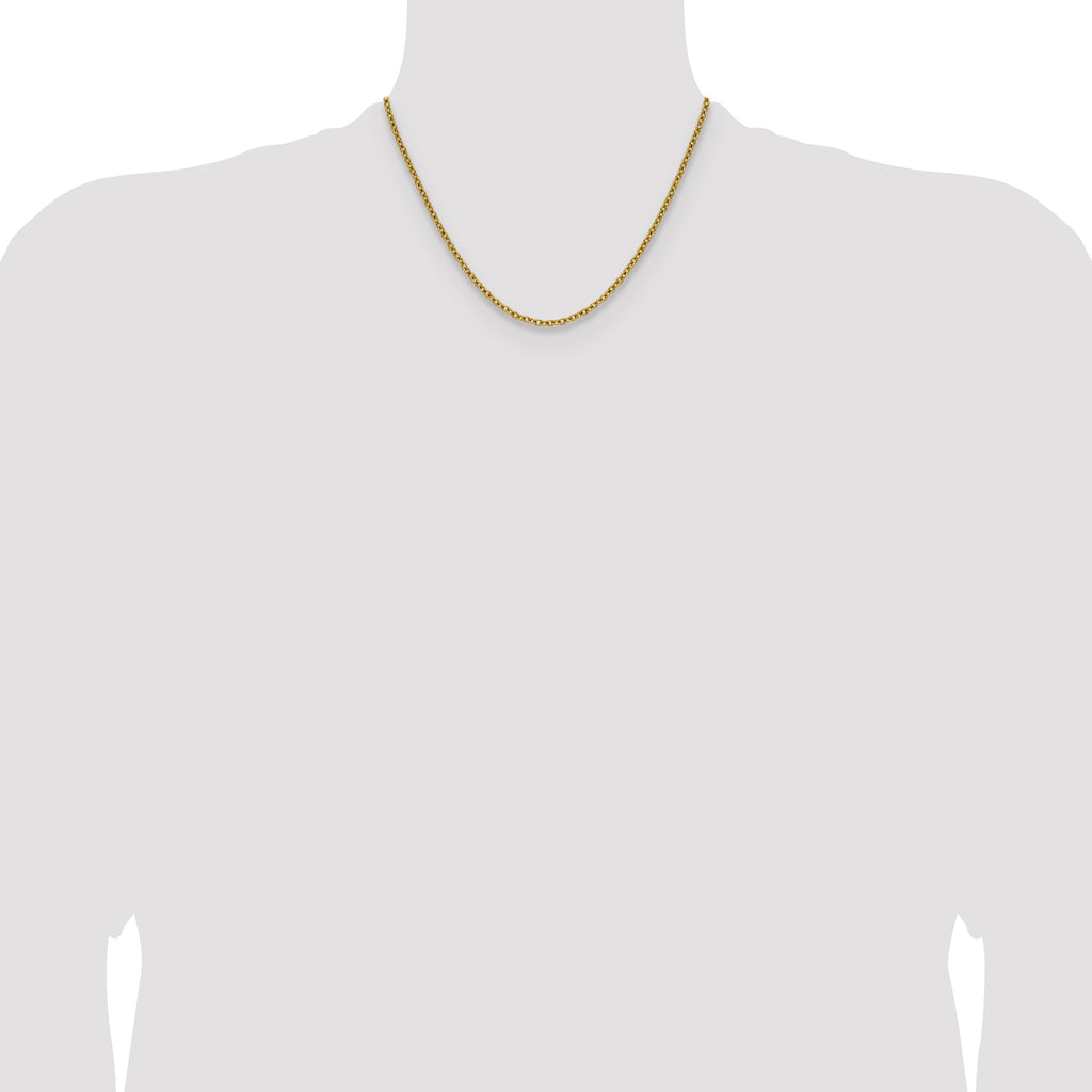 Polished Gold-Tone Stainless Steel Cable Chain Necklace 3mm