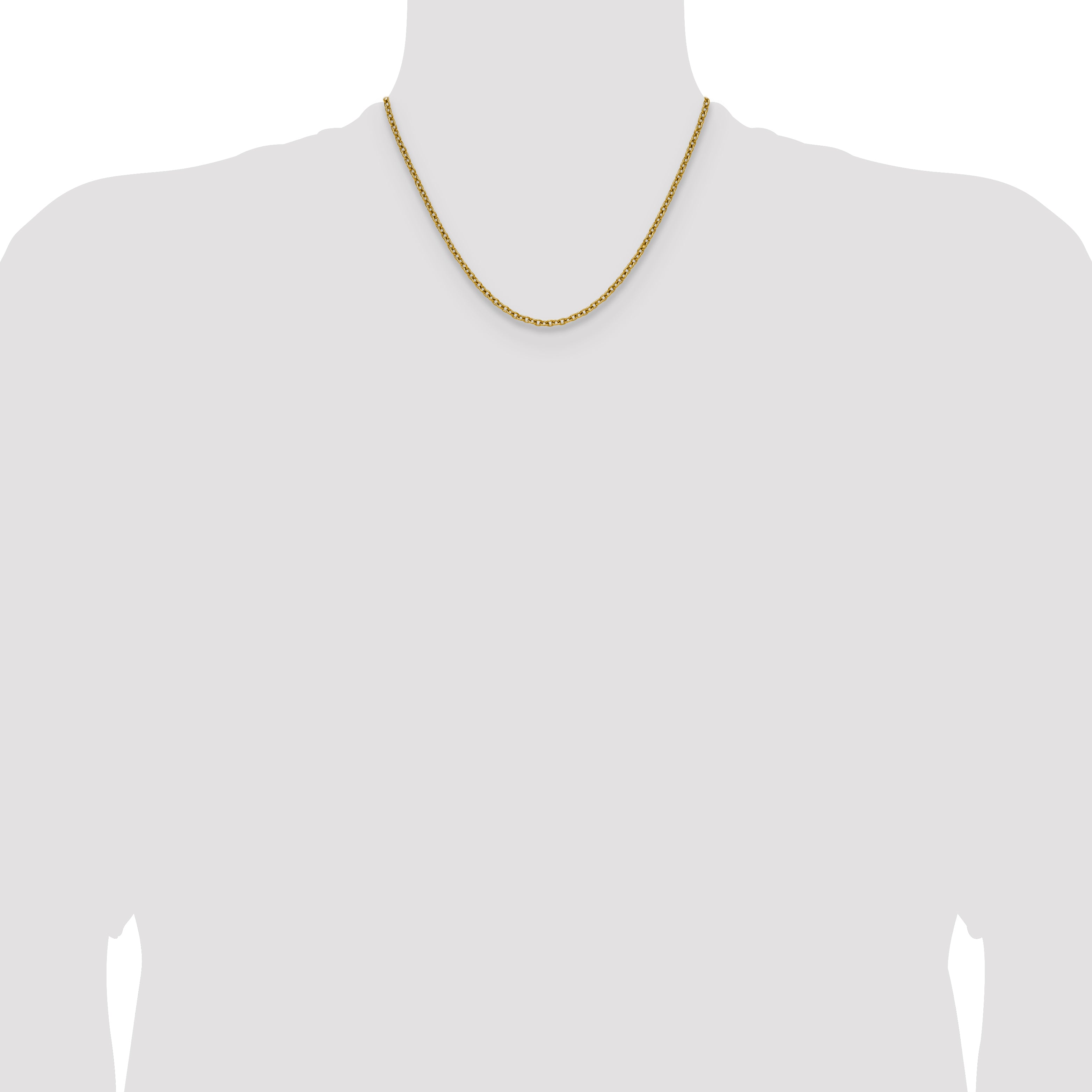 Polished Gold-Tone Stainless Steel Cable Chain Necklace 3mm