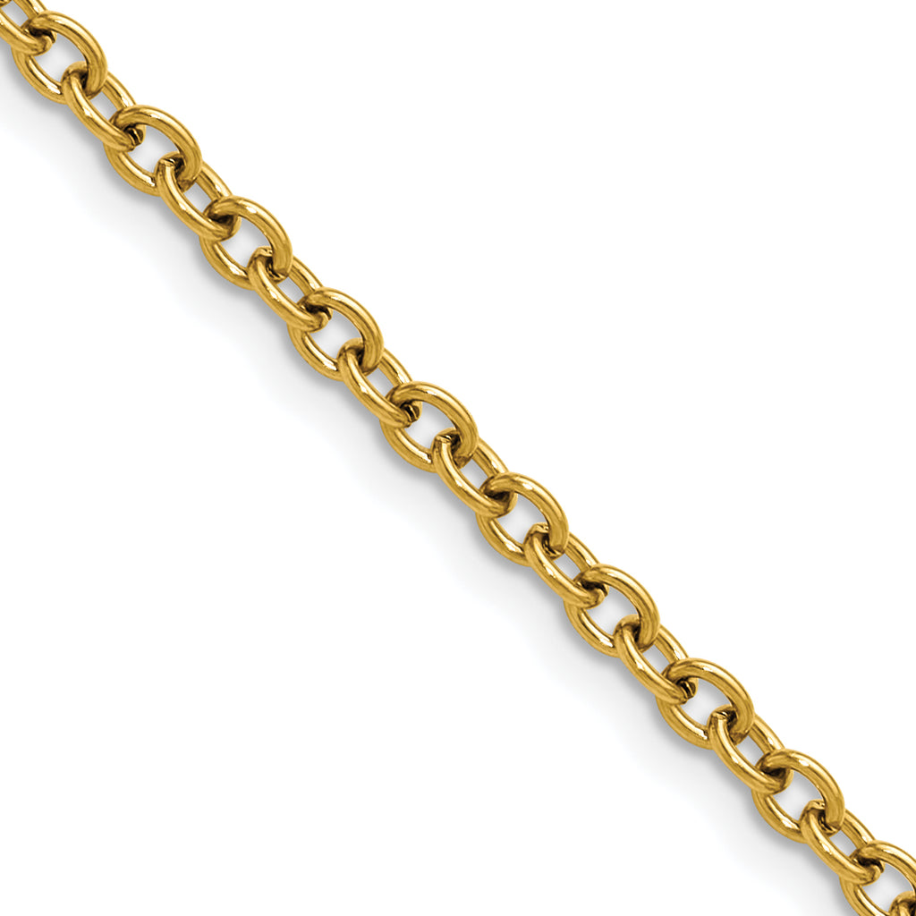 Polished Gold-Tone Stainless Steel Cable Chain Necklace 3mm