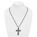 Black Ion-Plated Polished Crucifix Stainless Steel Curb Chain Necklace 2.9mm