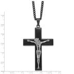 Black Ion-Plated Polished Crucifix Stainless Steel Curb Chain Necklace 2.9mm