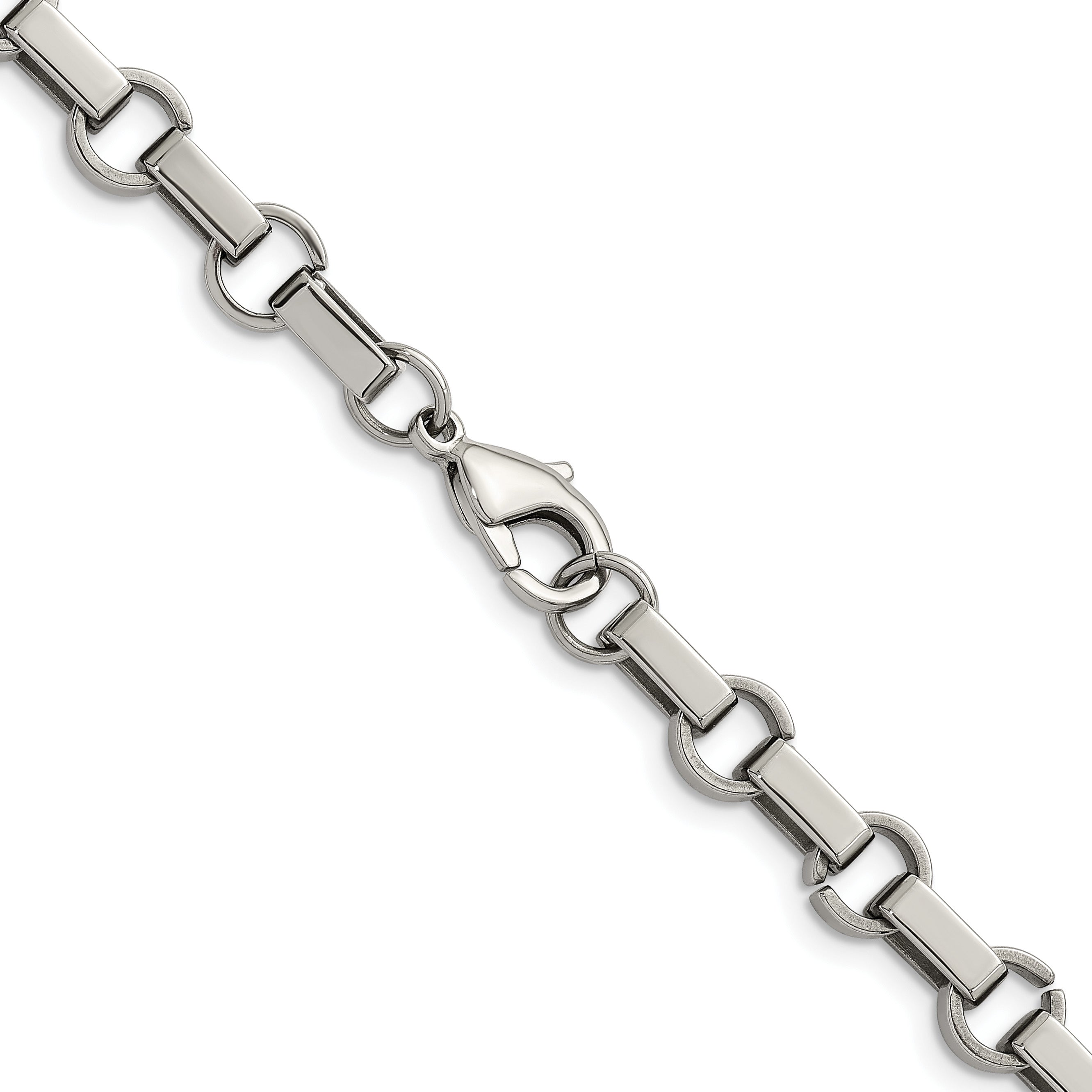 Polished Stainless Steel Rolo Chain Necklace 7mm