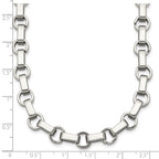 Polished Stainless Steel Rolo Chain Necklace 7mm